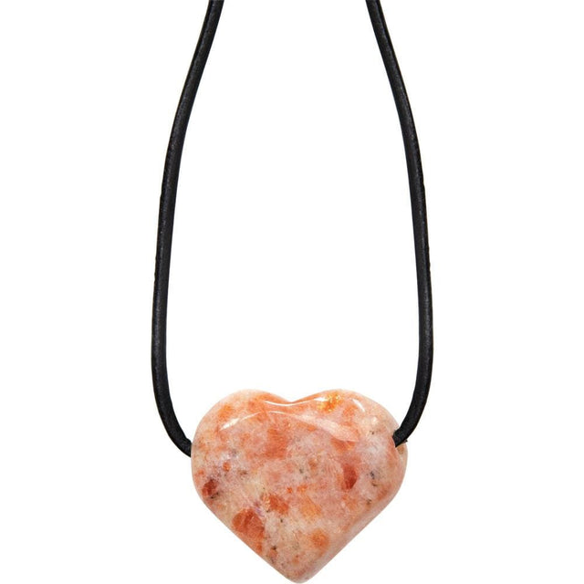 Gemstone Puffed Heart Necklace - Sunstone - Magick Magick.com