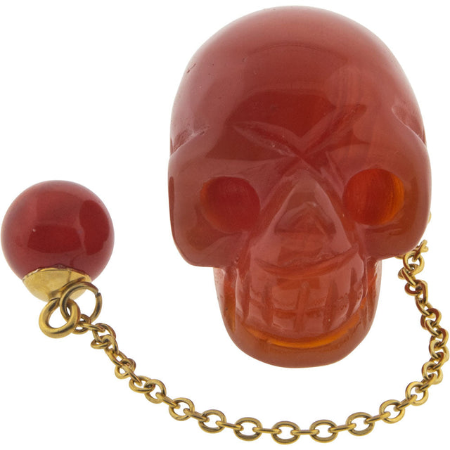 Gemstone Skull Pendulum - Carnelian - Magick Magick.com