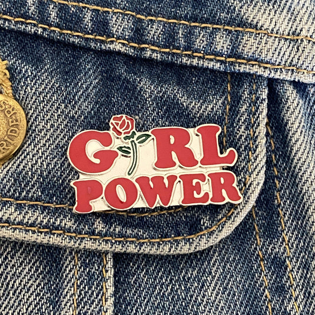 Girl Power with Flower Enamel Pin - Magick Magick.com