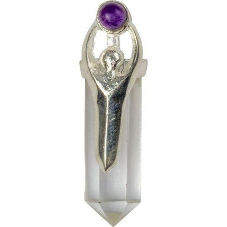 Goddess Pendant with Amethyst Gem - Clear Quartz Point - Magick Magick.com