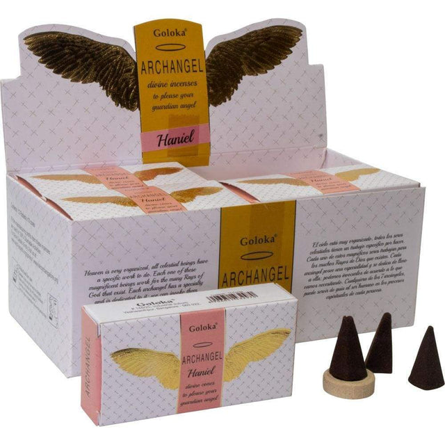 Goloka Archangel Cones in Display Box of 10 Cones - Haniel (Pack of 12) - Magick Magick.com
