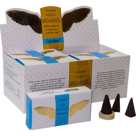 Goloka Archangel Cones in Display Box of 10 Cones - Michael (Pack of 12) - Magick Magick.com