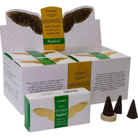 Goloka Archangel Cones in Display Box of 10 Cones - Raphael (Pack of 12) - Magick Magick.com