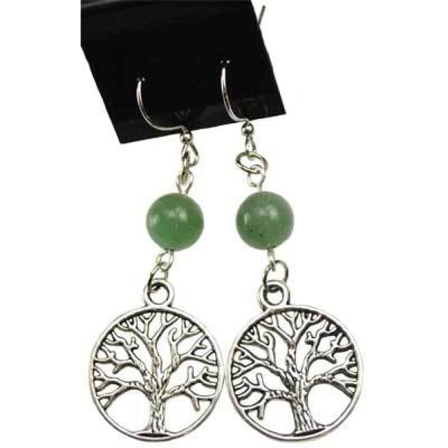 Green Aventurine Tree of Life Earrings - Magick Magick.com