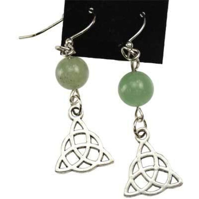 Green Aventurine Triquetra Earrings - Magick Magick.com