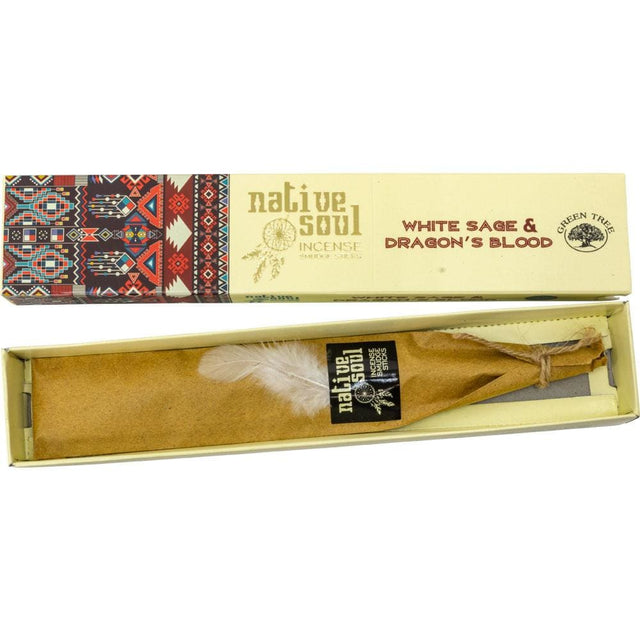 Green Tree Native Soul Incense 15 gram - White Sage & Dragon's Blood (Pack of 12) - Magick Magick.com