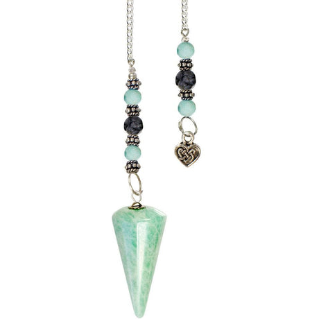 Hexagonal Pendulum - Amazonite with Celtic Heart - Magick Magick.com