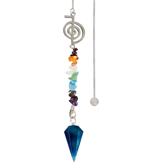 Hexagonal Pendulum - Blue Onyx with Spiral Chakra - Magick Magick.com