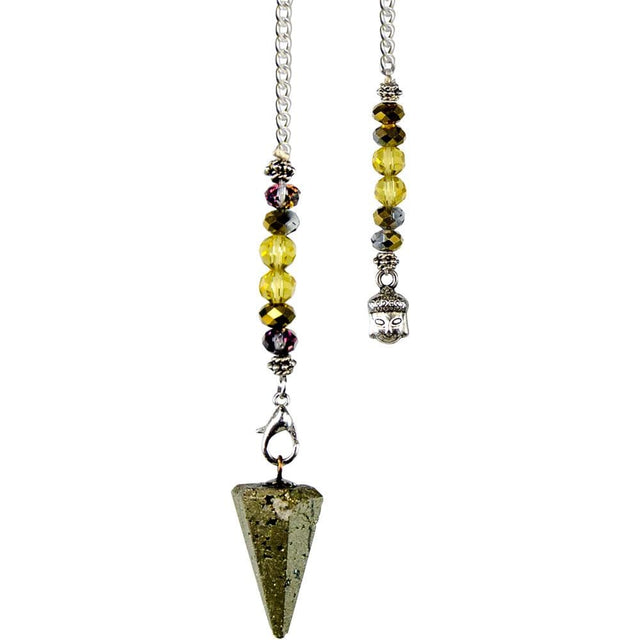 Hexagonal Pendulum - Pyrite with Buddha - Magick Magick.com