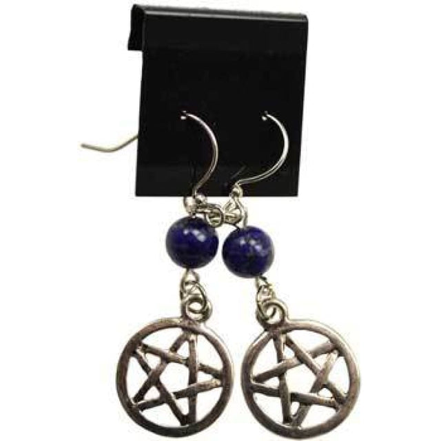 Lapis Pentagram Earrings - Magick Magick.com
