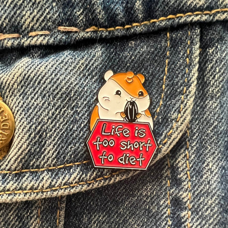 Life Is Too Short To Diet Mouse Eating Enamel Pin - Magick Magick.com