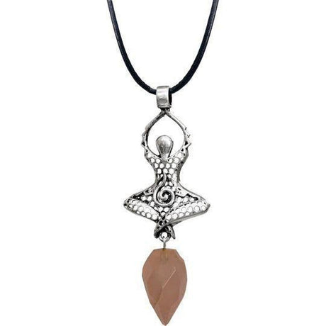 Metal Spiral Goddess Necklace - Faceted Rose Quartz Point - Magick Magick.com