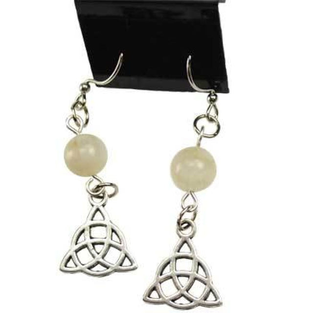 Moonstone Triquetra Earrings - Magick Magick.com
