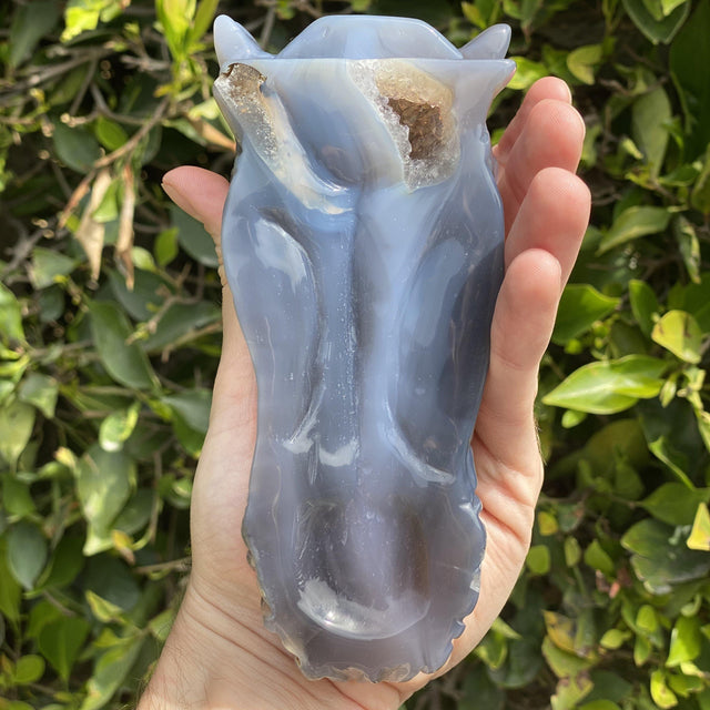 Natural Agate Geode Hand Carved Dragon - 1.54 lbs (6 x 3 x 2.5 inches) - Magick Magick.com