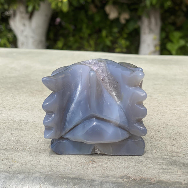 Natural Agate Geode Hand Carved Dragon - 1.54 lbs (6 x 3 x 2.5 inches) - Magick Magick.com