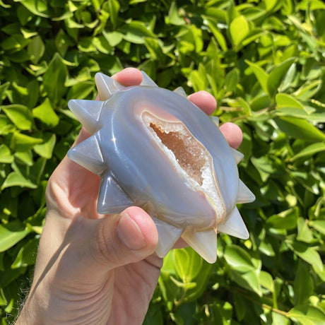 Natural Agate Geode Hand Carved Sun - .48 lbs (4.25 x .5 inches) - Magick Magick.com
