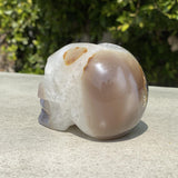 Natural Agate Hand Carved Geode Skull - 1.48 lbs (4.5 x 3 x 3 inches) - Magick Magick.com