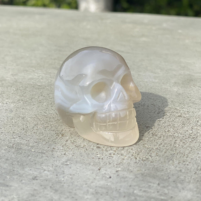 Natural Agate Hand Carved Small Skull B - .18 lbs (2 x 1.25 x 1.5 inches) - Magick Magick.com