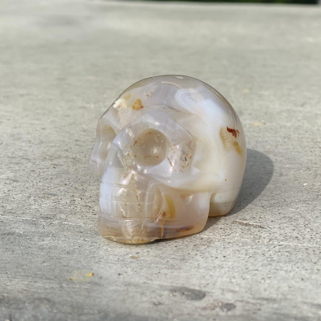 Natural Agate Hand Carved Small Skull G - .18 lbs (2 x 1.25 x 1.5 inches) - Magick Magick.com