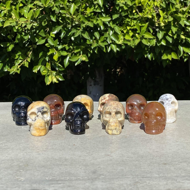 Natural Agate Hand Carved Small Skull (Various Colors) - .20 lbs (2 x 1.25 x 1.5 inches) - Magick Magick.com