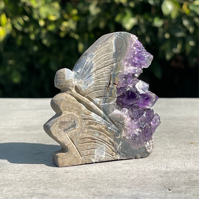 Natural Amethyst Hand Carved Crystal Fairy Goddess 1 - .24 lbs (3 x 3 x .5 inch) - Magick Magick.com