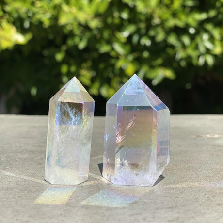 Natural Angel Aura Quartz Hand Carved Crystal Towers Set 10 - .18 lbs (Approx 2 inches) - Magick Magick.com