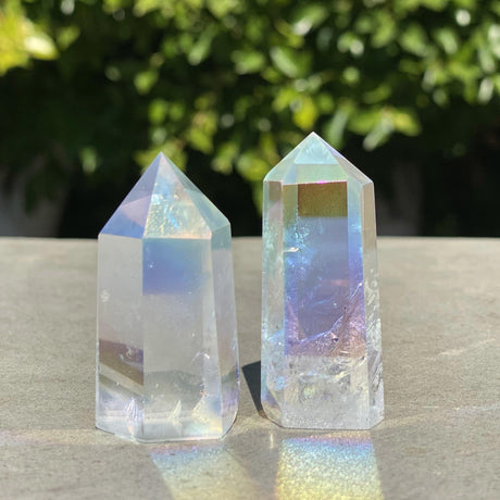 Natural Angel Aura Quartz Hand Carved Crystal Towers Set 12 - .16 lbs (Approx 2 inches) - Magick Magick.com