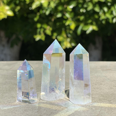Natural Angel Aura Quartz Hand Carved Crystal Towers Set 7 - .18 lbs (Approx 2.25 inches) - Magick Magick.com