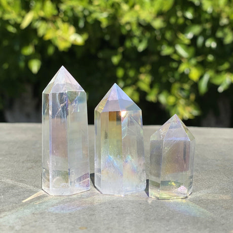 Natural Angel Aura Quartz Hand Carved Crystal Towers Set 9 - .22 lbs (Approx 2.25 inches) - Magick Magick.com