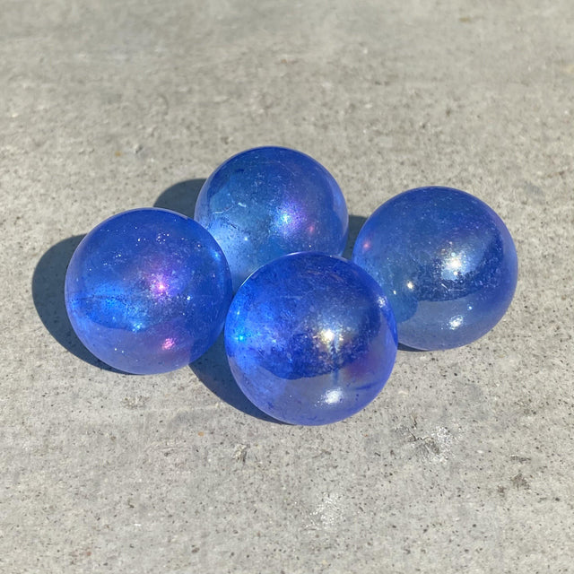Natural Aqua Aura Quartz Mini Sphere Set 47 - .14 lbs (Approx 1 inch) - Magick Magick.com