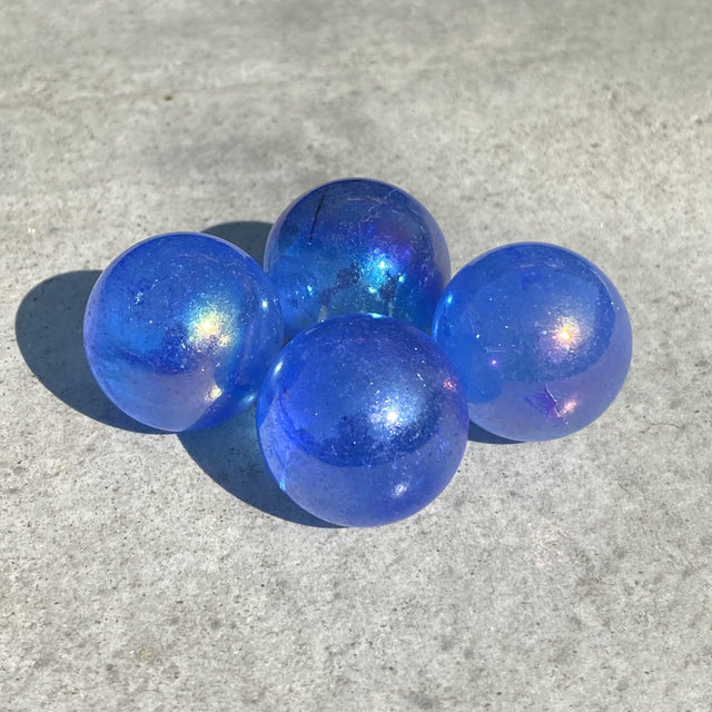 Natural Aqua Aura Quartz Mini Sphere Set 48 - .14 lbs (Approx 1 inch) - Magick Magick.com
