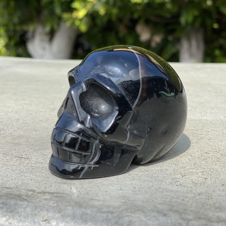 Natural Black Agate Hand Carved Skull - .62 lbs (3 x 1.75 x 2 inches) - Magick Magick.com