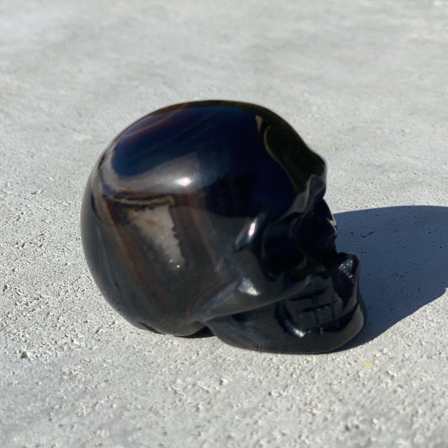 Natural Black Agate Hand Carved Small Skull - .20 lbs (2 x 1.5 x 1.5 inch) - Magick Magick.com