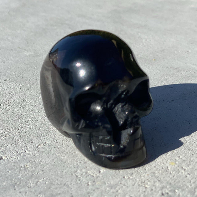 Natural Black Agate Hand Carved Small Skull - .20 lbs (2 x 1.5 x 1.5 inch) - Magick Magick.com