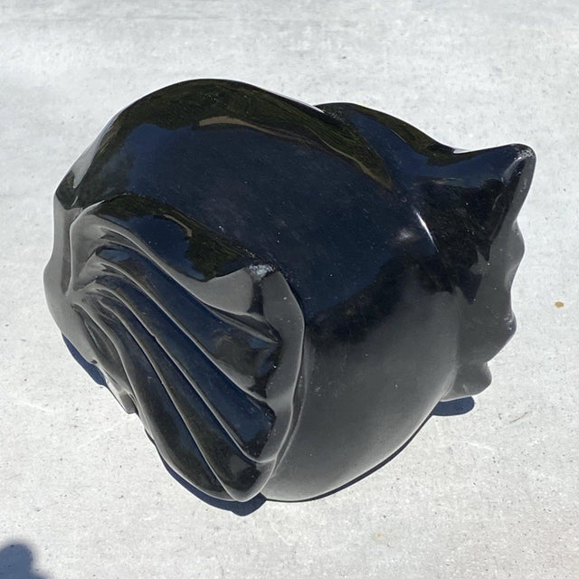 Natural Black Obsidian Winged Hand Carved Skull - 2.24 lbs (5 x 3 x 3.5 inch) - Magick Magick.com