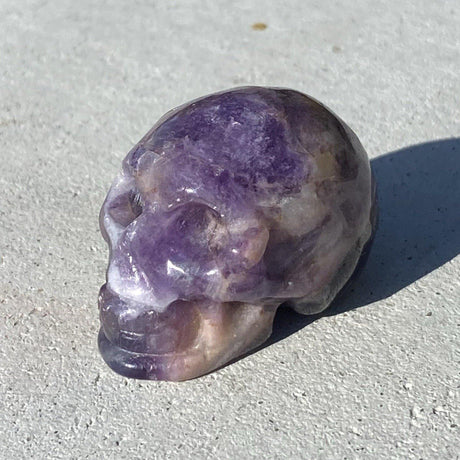 Natural Chevron Amethyst Hand Carved Small Skull - .08 lbs (1 x 1.5 x 1 inch) - Magick Magick.com