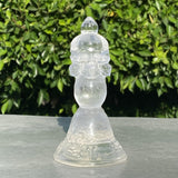 Natural Clear Quartz Hand Carved 4 Skull Altar Totem - .62 lbs (2.5 x 5 inch) - Magick Magick.com