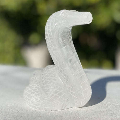Natural Clear Quartz Hand Carved Cobra Snake - 1.16 lbs (3.5 x 3 x 4.5 inch) - Magick Magick.com