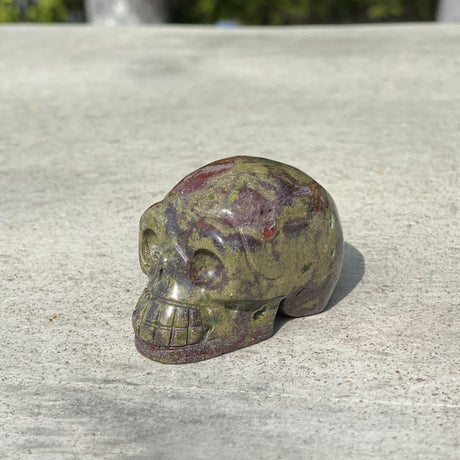 Natural Dragon Blood Jasper Hand Carved Small Skull C - .26 lbs (2 x 1.25 x 1.5 inches) - Magick Magick.com