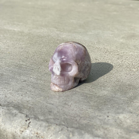 Natural Dream Amethyst Hand Carved Small Skull D - .08 lbs (1.5 x 1 x 1 inches) - Magick Magick.com