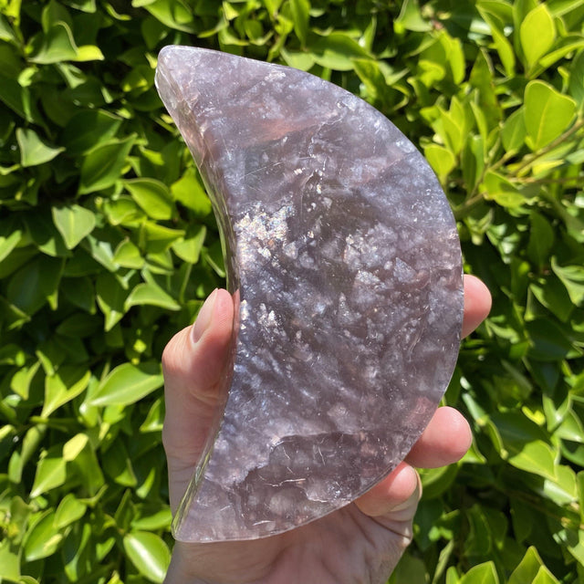 Natural Fluorite Hand Carved Moon Bowl - 1.42 lbs (5 x 3.5 x 1.25 inches) - Magick Magick.com