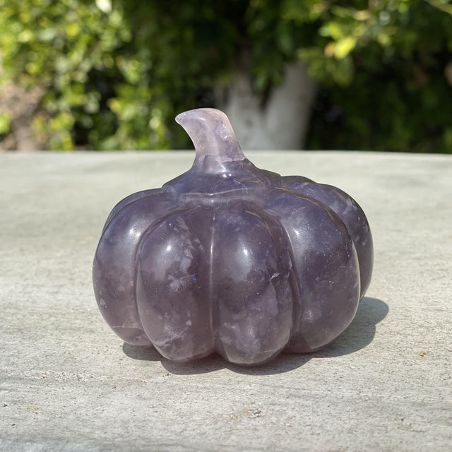 Natural Fluorite Hand Carved Pumpkin - 1.06 lbs (3 x 2.5 inches) - Magick Magick.com