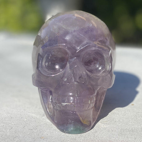 Natural Fluorite Hand Carved Skull - 2.06 lbs (4 x 3 x 3.5 inch) - Magick Magick.com