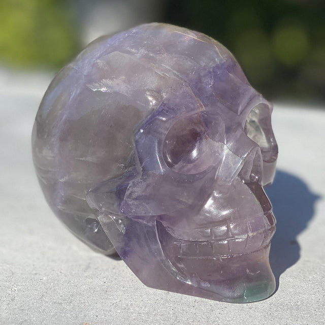 Natural Fluorite Hand Carved Skull - 2.06 lbs (4 x 3 x 3.5 inch) - Magick Magick.com