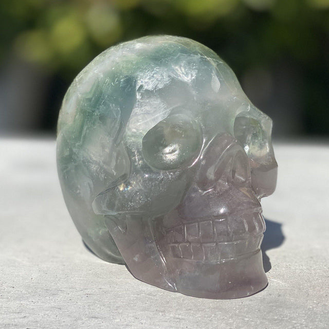 Natural Fluorite Hand Carved Skull - 2.56 lbs (4.5 x 3 x 3.5 inch) - Magick Magick.com