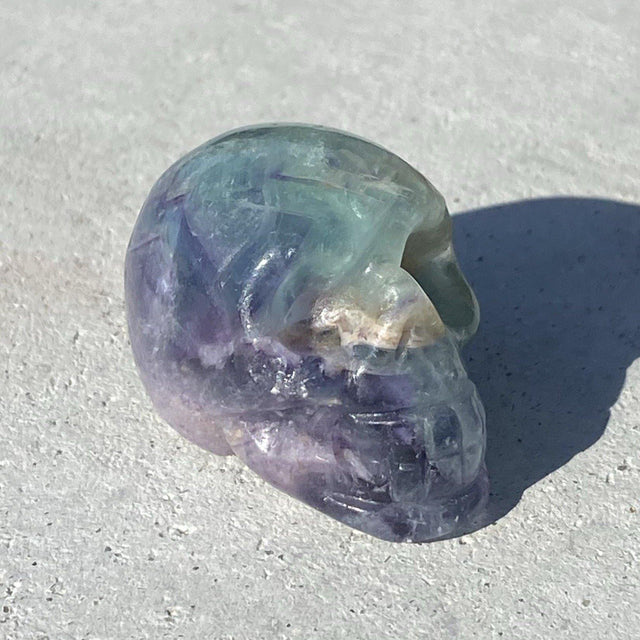 Natural Fluorite Hand Carved Small Skull - .10 lbs (1 x 1.5 x 1 inch) - Magick Magick.com