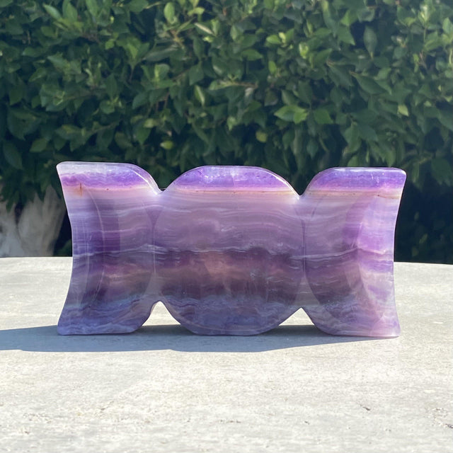 Natural Fluorite Hand Carved Triple Moon Bowl - 2.34 lbs (6.5 x 3.5 x 2.5 inches) - Magick Magick.com