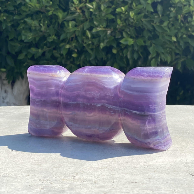 Natural Fluorite Hand Carved Triple Moon Bowl - 2.34 lbs (6.5 x 3.5 x 2.5 inches) - Magick Magick.com