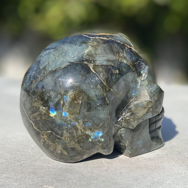 Natural Labradorite Hand Carved Skull - 2.14 lbs (4 x 3 x 3.5 inch) - Magick Magick.com