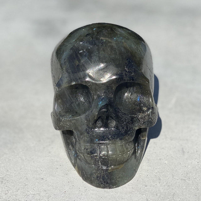 Natural Labradorite Hand Carved Skull - 2.24 lbs (4.5 x 3 x 3 inch) - Magick Magick.com